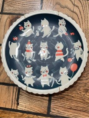 Cat life Japanese Mini Yaki ware ceramic plate